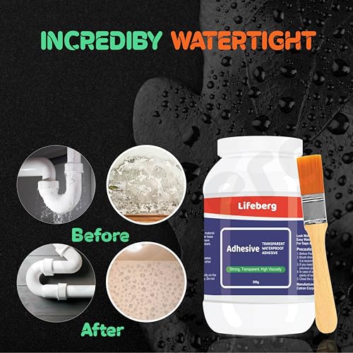 Image of 900gm Crack Seal Glue with Brush | Transparent Waterproof Solution for Roof Leakage | Waterproofing Agent for Lasting Protection | Epoxy Resin Sealant for Tiles,Pipes, Walls