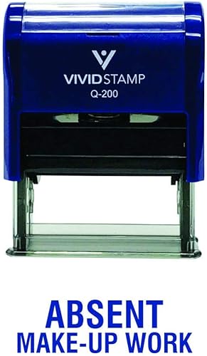Miniatura 2 de Sello de goma autoentintado para profesor de trabajo de maquillaje ausente (tinta azul) - Mediano