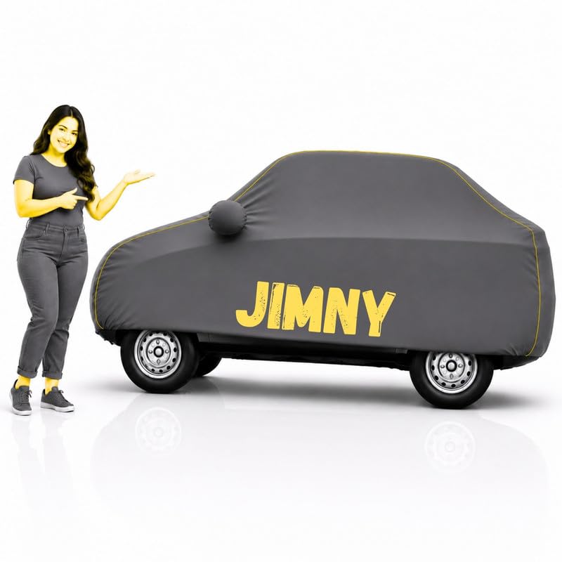 Image of Long-Life 100% Waterproof Jimny Car Body Cover for Dust & Rain, Compatible with All Models of Jimny Car Cover, Comes with Bird Droppings, Scratch, UV and Paint Protection - Grey