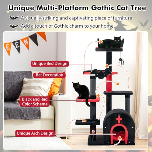 Árbol Gótico para Gatos Interior 53 Pulgadas Multi-niveles miniatura 7