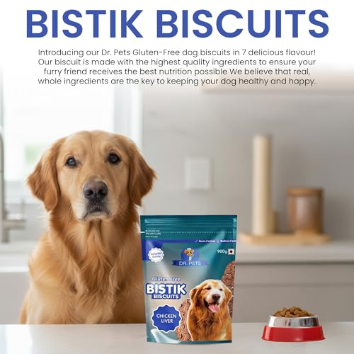 Image of Dr.Pets Bistik Dog Food Treat - Dog Biscuits for Adult Dog & Puppy, Gluten Free Healthy Treats with Fresh & Natural Ingredients, Chicken Liver Flavor 900g Pack of 1