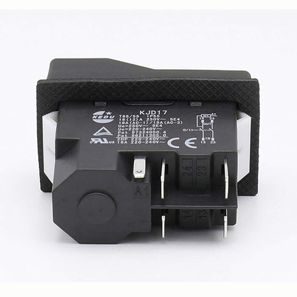 Interruptor pulsador de Parada de Emergencia, Interruptor electromagnético de botón pulsador KJD17 de 5 Pines, CA 250 V, 16 A, interruptores de Arranque