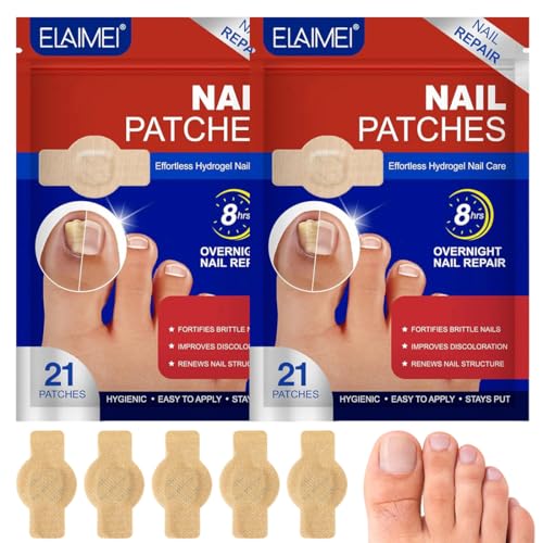 KEPYATI 42 Pcs Parches Para Hongos En Las Uñas, Tratamiento Y Reparación De Hongos En Las Uñas De Los Pies, Multiusos Para Uñas Gruesas, Ggrietadas Y Descoloridas, Cuidado Y Reparación De Uñas Dañadas