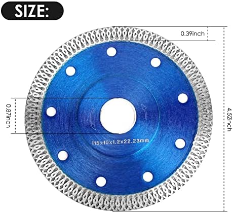 3PCS Diamond Saw Blades 115mm/4.5" Ultra Thin Cutting Disc for Angle Grinder Cutting Porcelain Tiles, 4.5" Wheel Disc Cut on Granite, Marble, Concrete, Tiles, Ceramics (Blue)