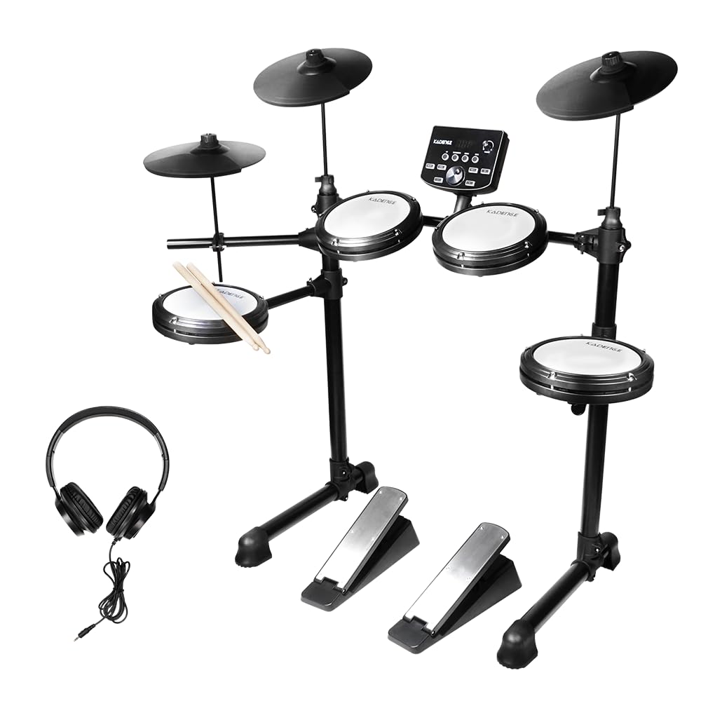 Kadence 7 Piece Electronic Drum Set, Electric Drum set for beginners with 4 quiet white mesh Drum Pads, Headphones, Drumsticks, 2 Pedals, Bluetooth And Led Display (MD200A)-picture-16