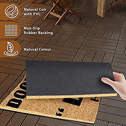 Image of Onlymat Printed Anti-Slip Doormat (Black and Brown) Rectangular Shaped Entryway Rug Natural Coir Material with PVC Backing for Outdoor Entrance Home Multipurpose Mats Floor Door Hall Drawing Room Living Room (75cm x 45cm)