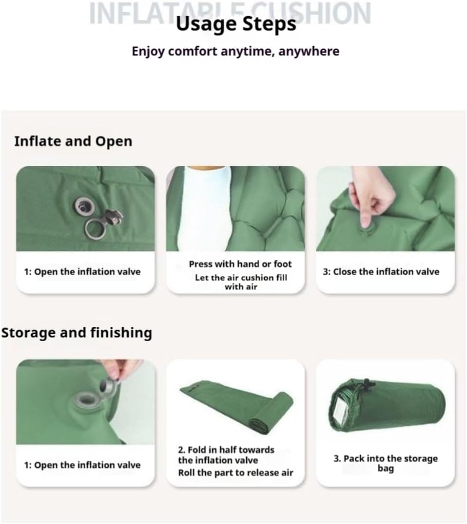 Lounge Mat - Your Portable Chill Zone,Foot Pump Sleeping Pad for Camping,Thick Memory Foam Self-Inflating Sleeping Mats Travel Air Mattress with Pump,Lightweight Inflatable Beach Mat (Khaki)