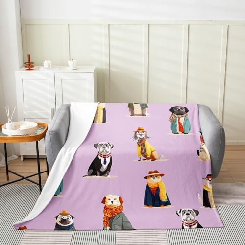 Manfei Bonita manta de franela para perro, bonita manta para amantes de los perros, manta acogedora para cama, sofá, decoración de habitación de niños y niñas, suave y transpirable (60 x 80 pulgadas)