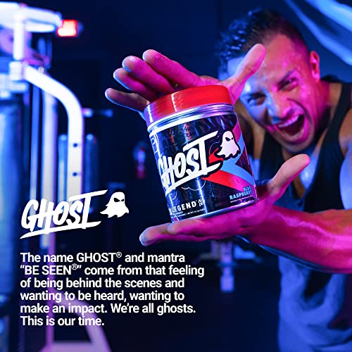 Ghost Pre-Workout Energy Powder, Legend All Out, Blue Raspberry - 20 Servings - Caffeine, L-Citrulline, & Beta Alanine Blend For Energy, Focus & Pumps - Free Of Sugar & Gluten, Vegan #TOP5