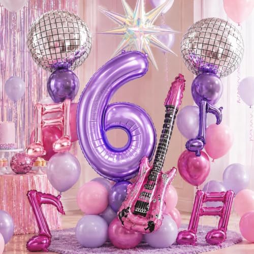 6th Kpop Birthday Decorations Girls, Purple Pink 40 Inch Number 6 Balloon by YSPERLA - Used condition - US$12.02