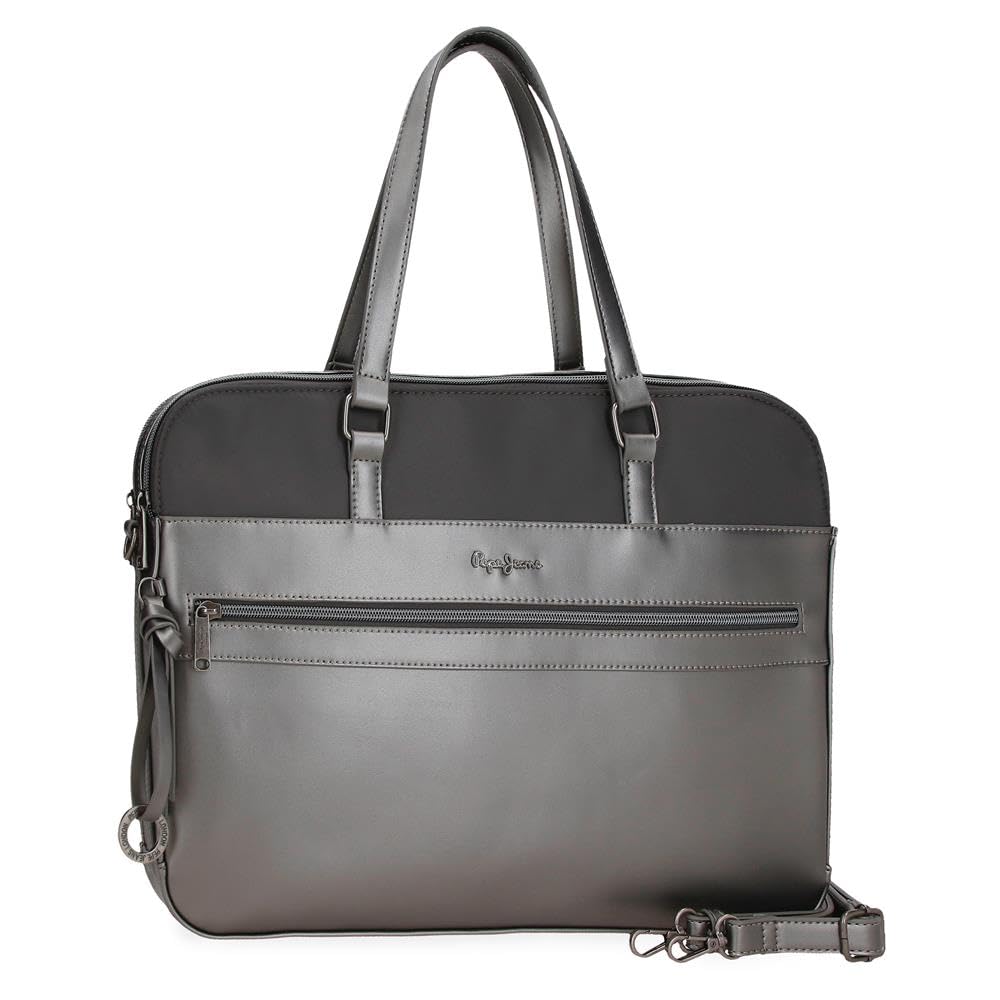 Pepe Jeans Ruby Maletín para Portátil Adaptable Portatil 15,6 pulgadas Gris 40x30x5 cms Poliéster y PU by Joumma Bags