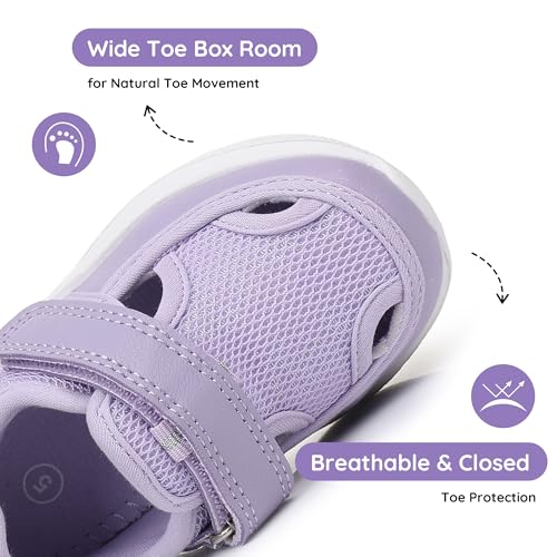 Image of Blikcon Infant & Toddler Boys and Girls Closed-Toe Sandals - Breathable Mesh First Walker Shoes with Adjustable Strap, Lightweight Non-Slip Summer Shoes for 6-24 Months