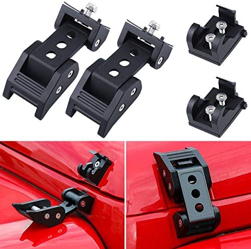 Cllena Latch Lock Hood Catch Kit for 2007-2018 Jeep Wrangler JK JKU (Black)
