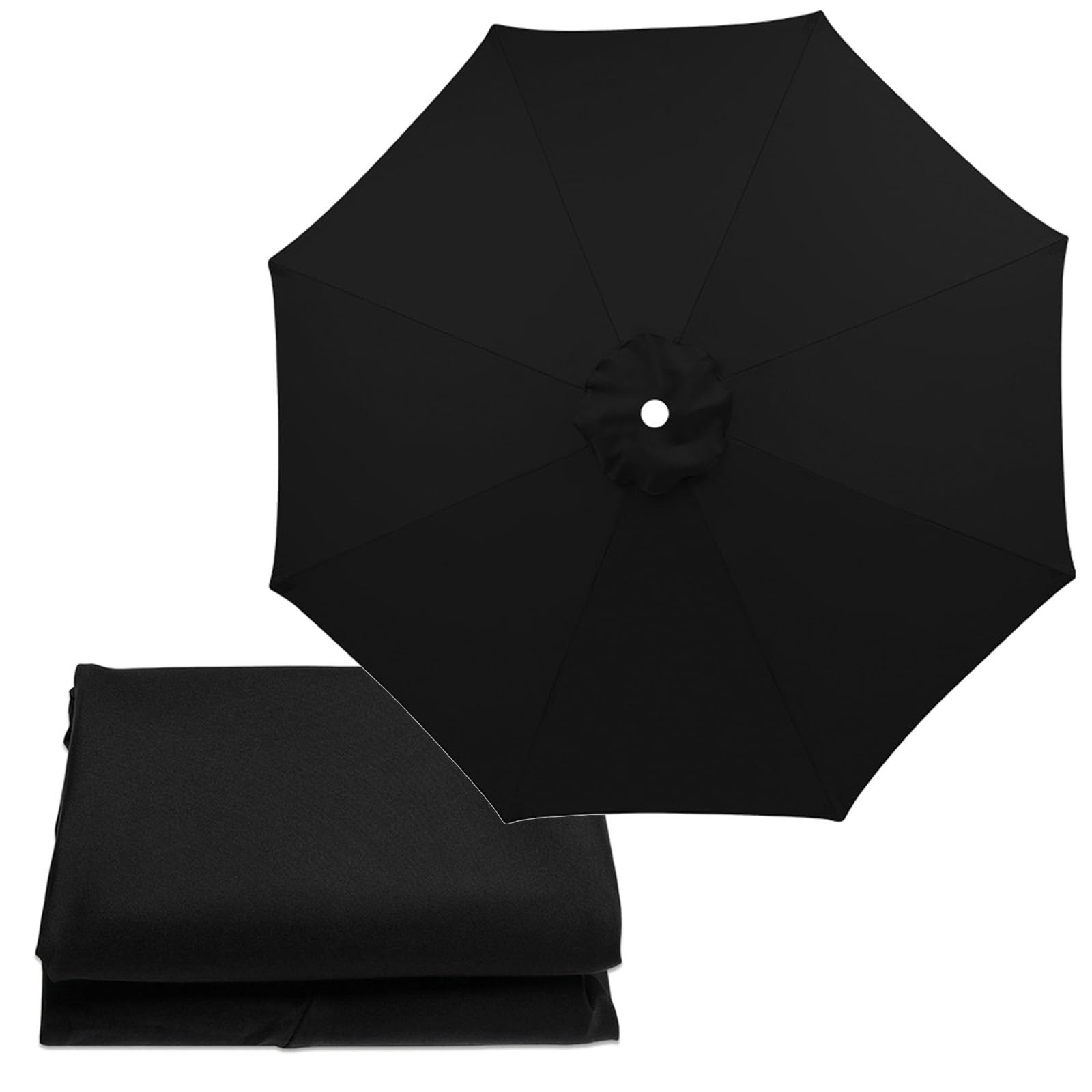 Patio Replacement Parasol Cover, Market Table Umbrella Top Replacement Cloth, Replacement Parasol Fabric Canopy For Balcony Parasols, Parasol Cloth Canopy ( Color : Black , Size : 2.7m/8.8ft (8Rib) )