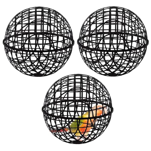 AceOrbit 3 Pack Rolling Chicken Ball Cage 2026 Mobile Mesh Poultry Coop Ball for Free Range Safety Globe Hutch for Chicks Ducklings & Small Pets Outdoor Exercise and Roaming(11.02 Inch Black)
