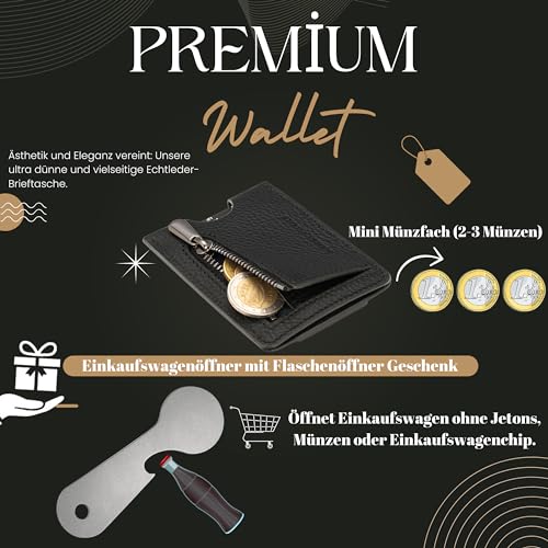 Bodesa Valore Portefeuille fin de qualité supérieure avec compartiment à monnaie - En cuir véritable - Protection RFID - Porte-cartes pour hommes et femmes - Petit portefeuille pour homme et femme, – vue 3