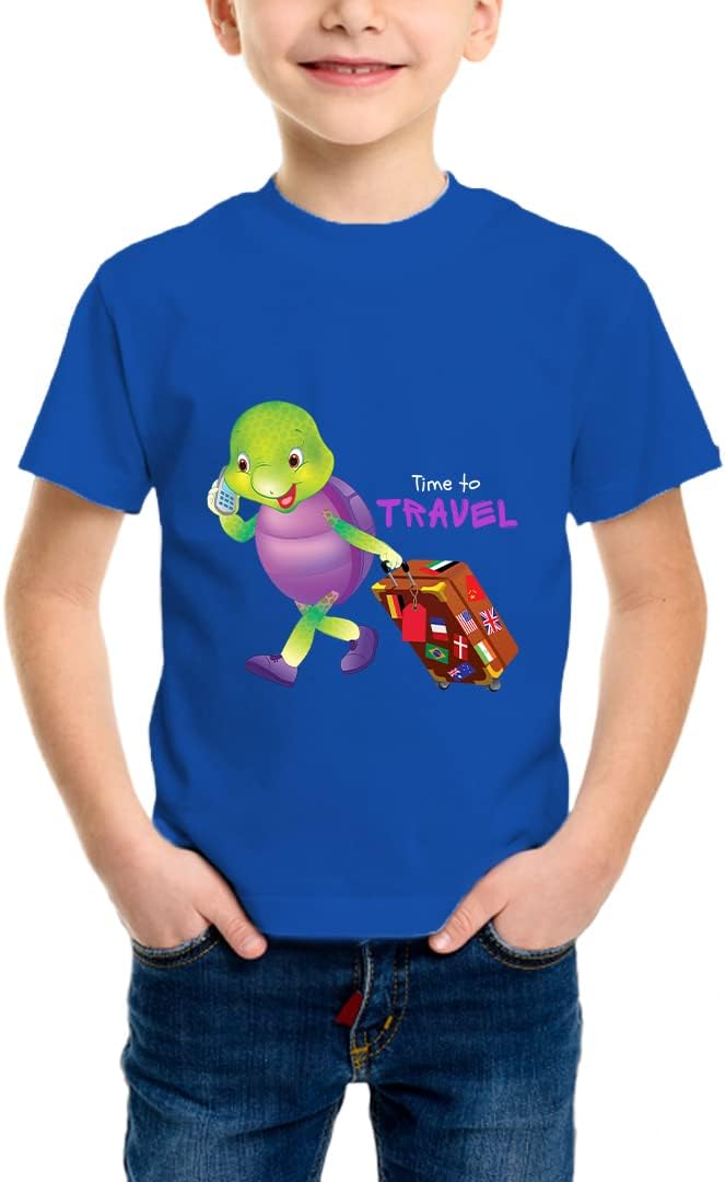 Purple TurtleKids' T-Shirt - for Toddlers, Girls & Boys, Time for Travel T-Shirt
