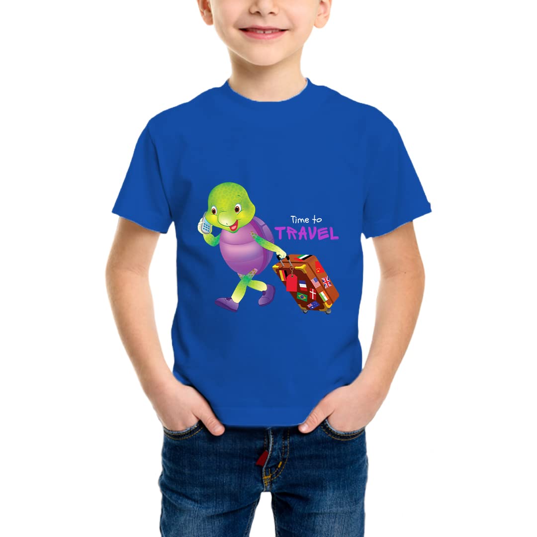 Purple TurtleKids' T-Shirt - for Toddlers, Girls & Boys, Time for Travel T-Shirt