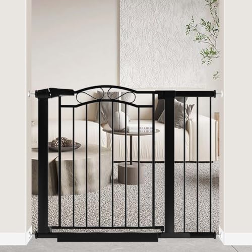 Image of Fairy Baby 29.5 inch-40.5 inch Extra Wide Baby Gate, Pressure Mount Long Dog Gates for House Stairs Doorways, Auto Close Metal Safety Child Gate with Door No Drilling, Tension Pet Gate Indoor, Black