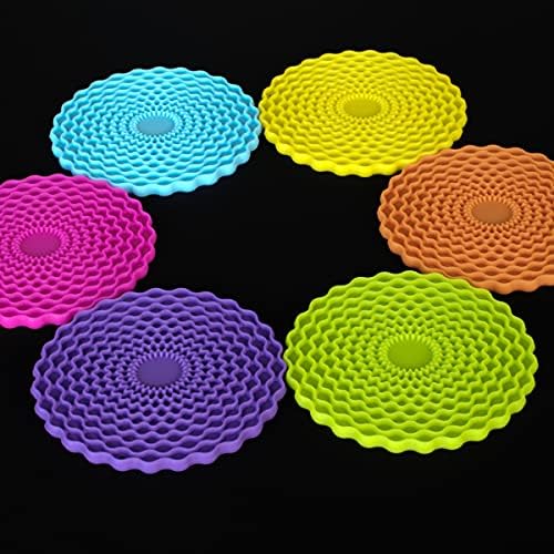 Allwell Select Coasters for Drinks, Set of 6, Silicone Rubber for Indoor and Outdoor Use  Maximum Protection for All Furniture Surfaces Including Wood and Leather (Festive Vibes)