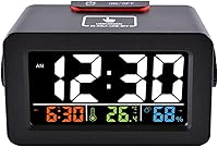 Vista 1 de GULRUH Alarm Clocks, Color Digital Alarm,Clock with Outdoor and Indoor Temperature Hygrometer,Humidity Clock Wake Up (Color Black)