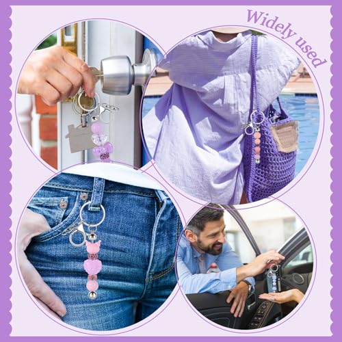 Image of 12 Pack Beadable Keychain Bars DIY Blank Beadable Keychains Creative Customized Keychains Bar Keychain Making Kit for Women Man Jewelry Making Gift