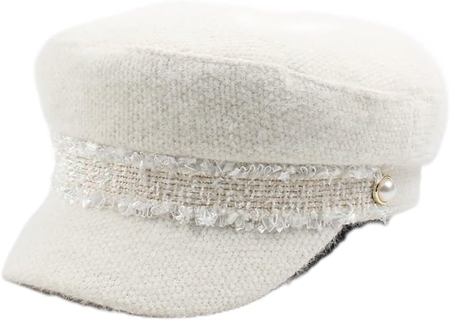 Female Autumn and Winter Temperament Small Fragrant Wind Pearl Flat Top Hat Korean Version