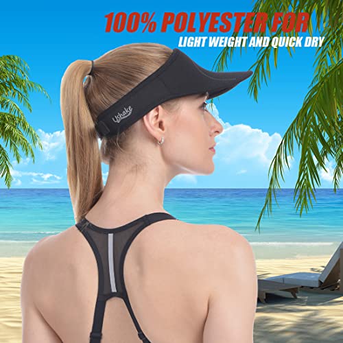 Ushake Sports Visor For Man Or Woman In Golf Running Jogging With Black/White/Rose Red Colors (Black) #TOP2