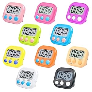 10 Stück Eieruhr Digital, SGZIOO Timer Digital, Küchentimer Magnetisch, Stoppuhr Digital mit Einklappbarer Ständer, Kurzzeitwecker Küche Magnetisch mit Großem LCD-Display für Kochen Sport Stud Kinder