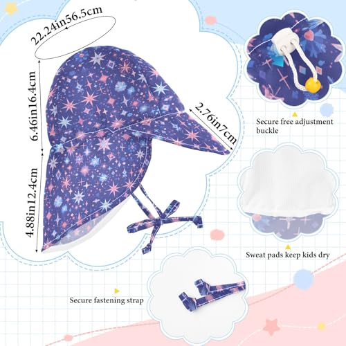 Toddler Boy Girl Beach Hats Baby Boys Bucket Hats Baby Girls' Sun Protection Neck Flap Traveling Swim Hat Blue Pink Merry Christmas Stars4