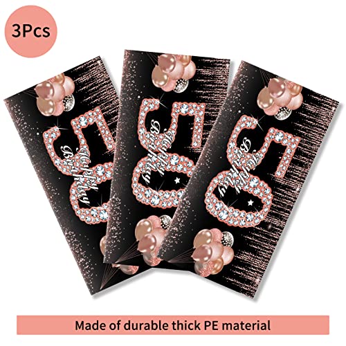 Eiurteao 3Pcs 50Th Birthday Tablecloth Decorations For Women, Rose Gold Happy 50 Birthday Theme Table Cover Party Supplies, Black Rose Gold Fifty Years Old Bday Plastic Rectangular Table Cloth Decor #TOP2