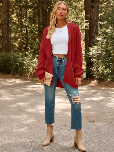 Image of LILLUSORY Womens Oversized Cardigans Soft Knit Cardigan Sweater with Pockets