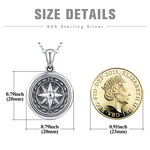 Tangpoet Compass Locket Necklace For Women,925 Oxidized Silver Lockets Necklace That Holds Pictures Memorial Photo Thanksgiving Jewelry Gifts For Men Student Graduation #TOP1