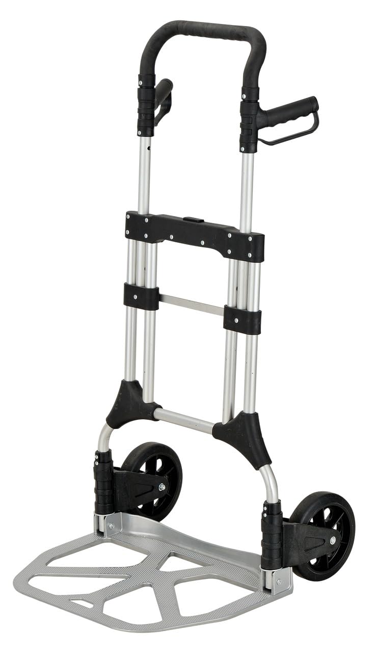 Bristol Tool Company 18 94 Black Workhorse Large Compact Sack Truck - 200Kg Capacity | Hand Truck With Folding Design And Tubular Aluminium Frame | Folding Trolley With 200Mm Non-Marking Rubber Tyres