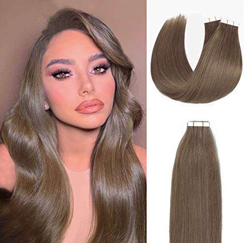 Anrosa 14 inch Tape in Hair Extensions Real Remy Human Hair Tape in Premium Quality Silky Hair Natural Hair Extensions Seamless Skin Weft Double Sided Hair Extensions Tape In 20/pcs 50g