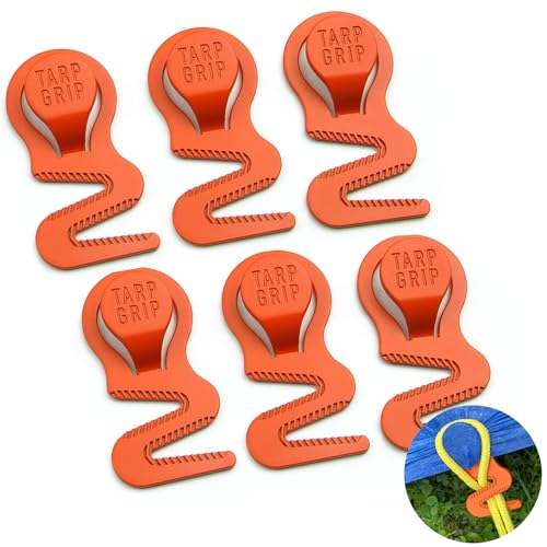 Tarp Grip Fasteners Heavy Duty Tarp Grip Tent Pool Cover with 6Pcs Set for Car/Truck Cover Camping Tent Swimming Pool Canvas Covers Orange