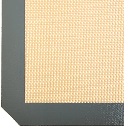 Amazon Basics - Rettangolare Tappetini da forno in silicone, Set da 2 pezzi, Beige/Grigio, 42 cm x 30 cm