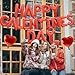 16 Inches Red 'HAPPY GALENTINES DAY' Balloons Banner - Mylar Letter Balloons with 2 Heart Shaped Foil for Galentine's Day Decorations, Friendship Decor, and Valentine's Day Party Supplies