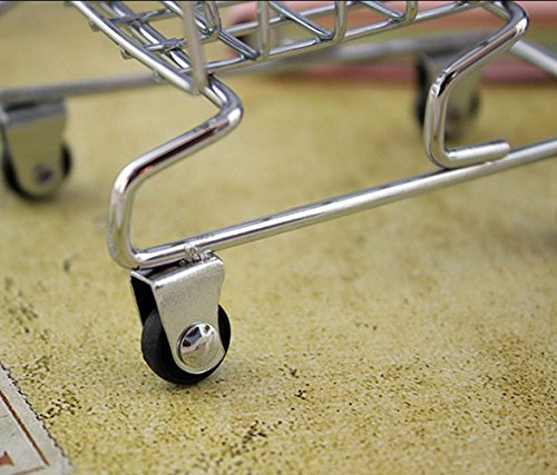 Yueton Mini Shopping Cart Supermarket Handcart Shopping Utility Cart Mode Storage Toy Desk Accessory And Decoration (Stainless Steel Blue) #TOP5