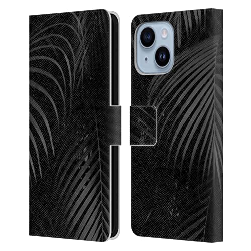 Étui portefeuille iPhone 14 Plus LebensArt Palmiers noir protection cuir