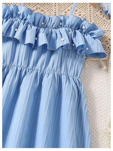 Floerns Girl's Summer Short Dress Cold Shoulder Ruffle Trim Birthday Graduation A Line Dresses3