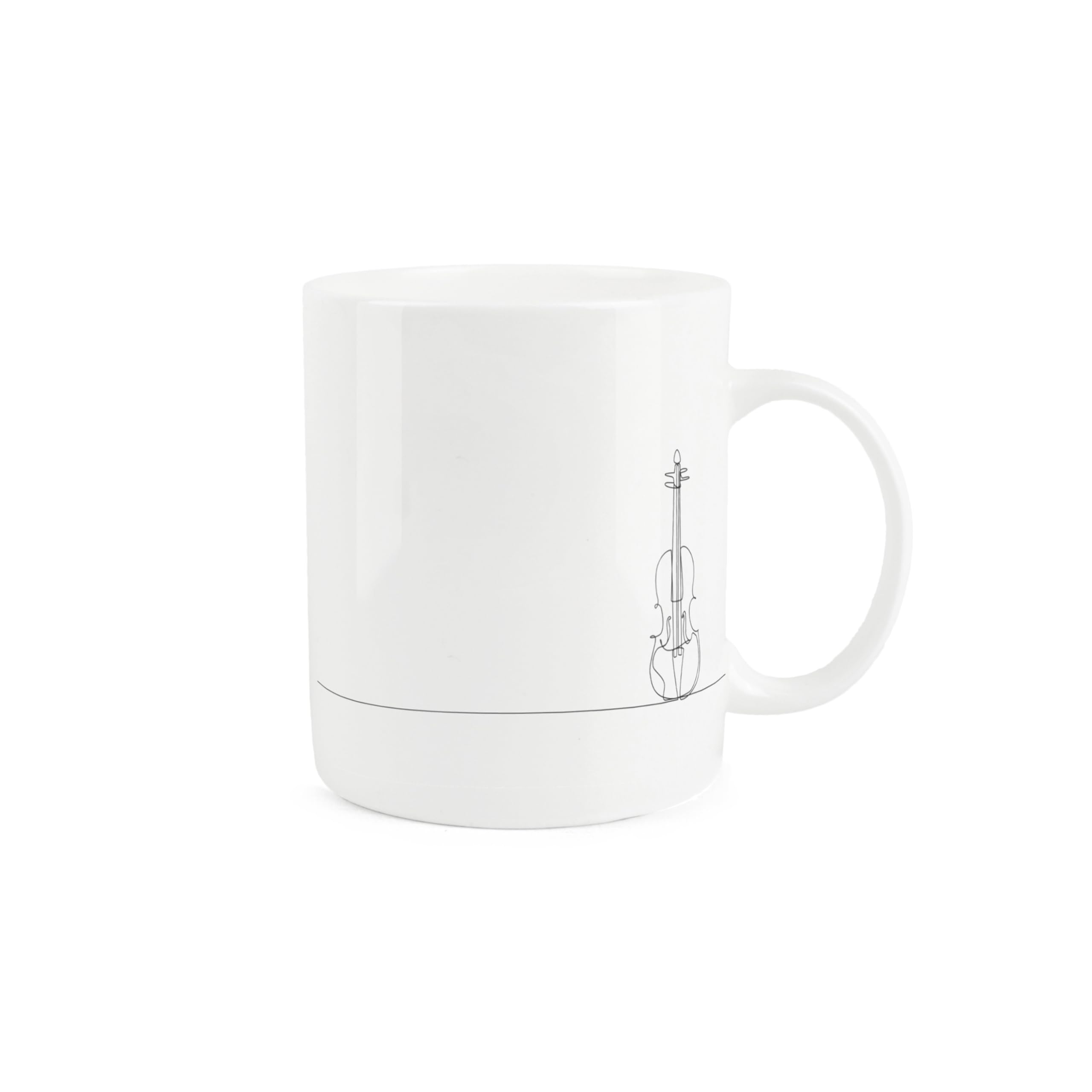 Purely Home Violin Mug - Musical Instrument Line Drawn Mug - Bone China White Coffee Tea Present Gift