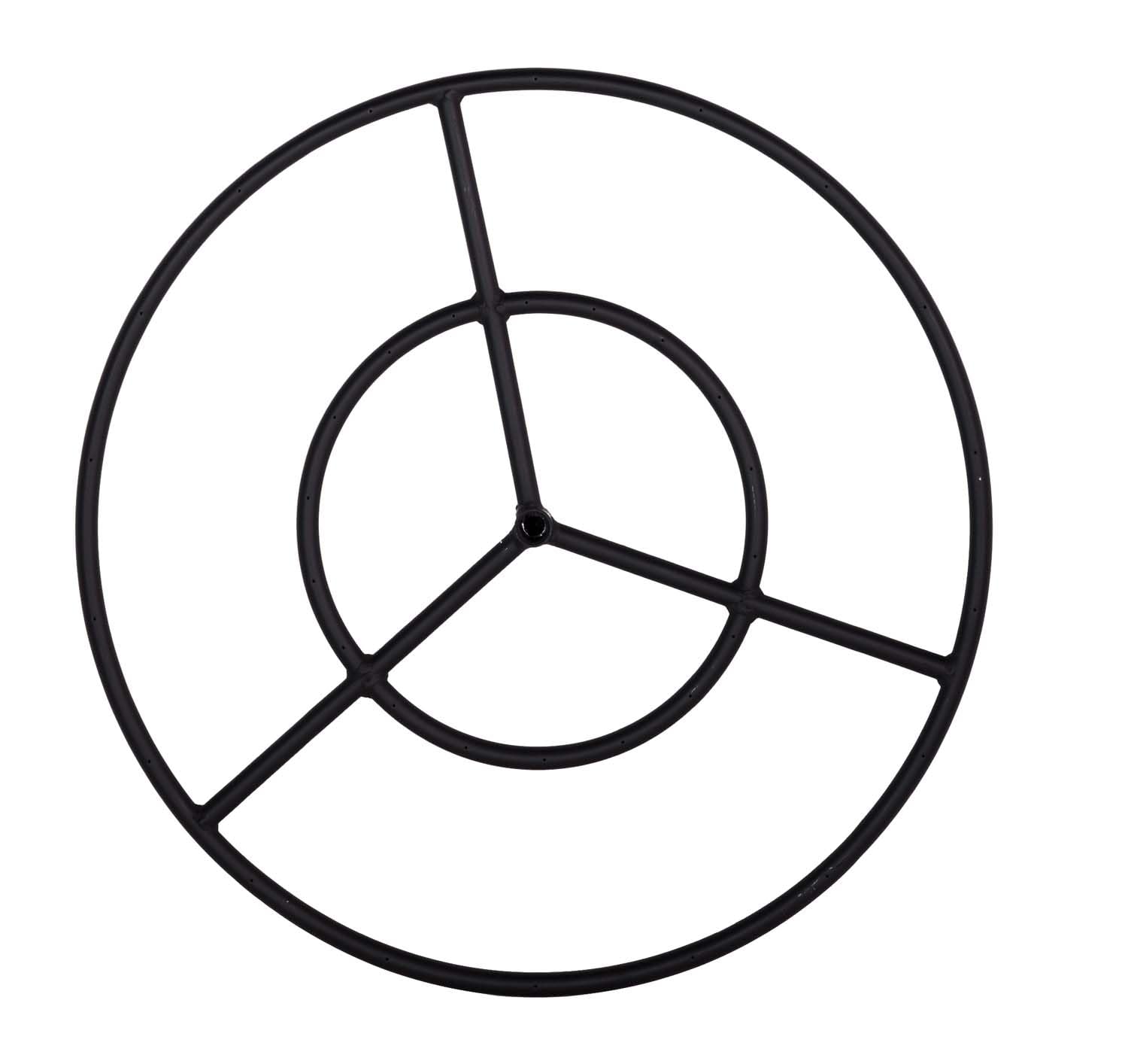 Dagan Black Fire Ring, 12 Inch Heavy-Duty Alloy Steel Round Burner with 1/2 Inch Thread Size, Modern Double Ring Burner Design for Natural Gas Fire Pits Only (DG-FR-12)