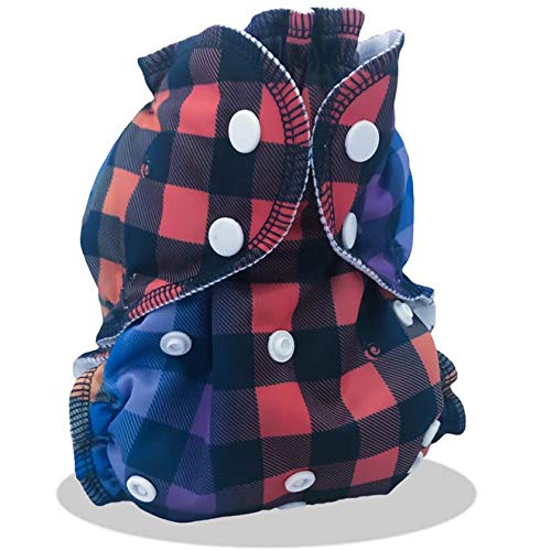 Applecheeks - Couche lavable TE2 - Tout en 2 : Couche Imperméable avec Poche à Insert (non compris) - Réutilisable Écologique -Taille Unique de 2,8 à 16 kg - Ajustable par boutons pressions - carreau Cover