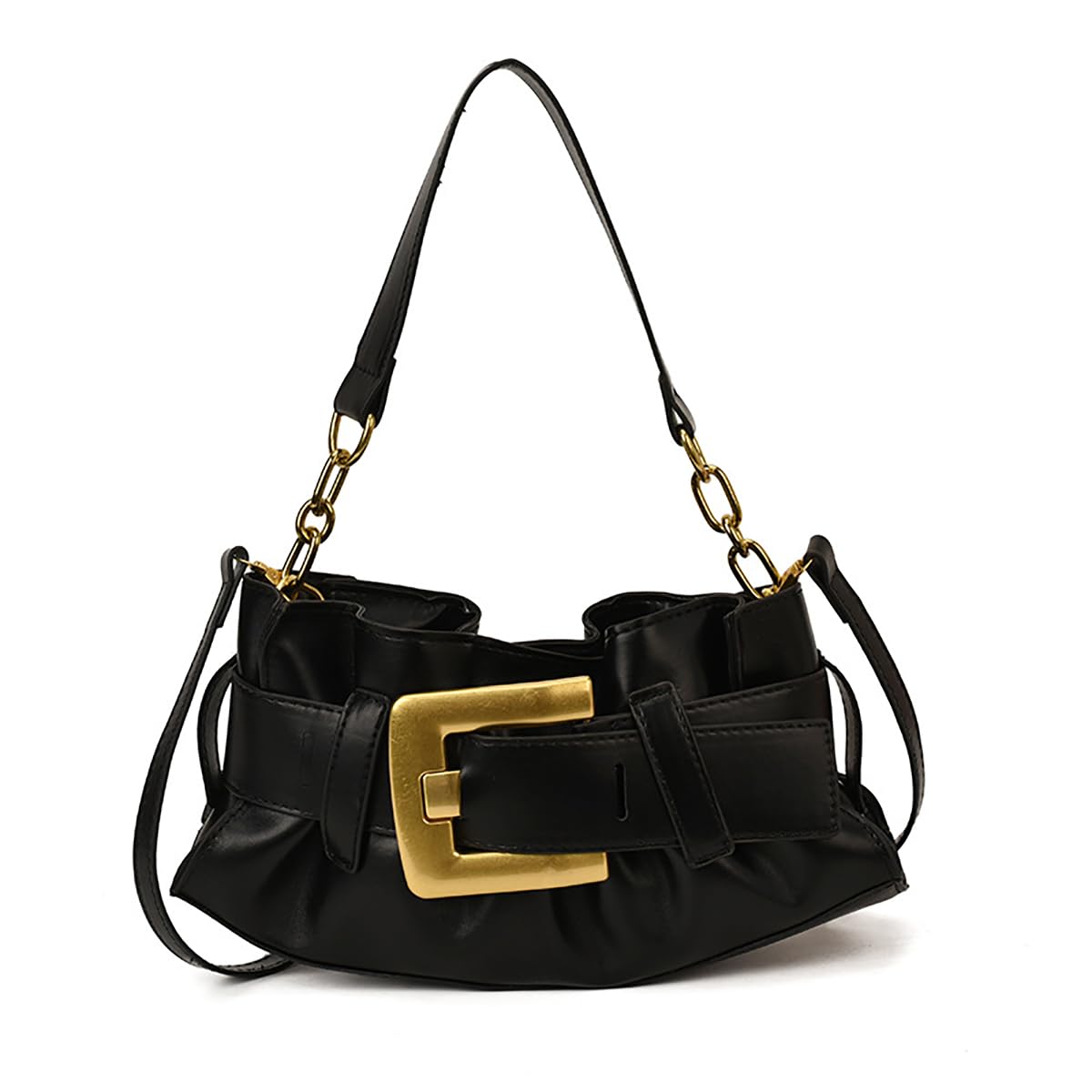 Advanced temperament crossbody bag, niche design, belt buckle, designer style, single shoulder underarm women's bag Black Small