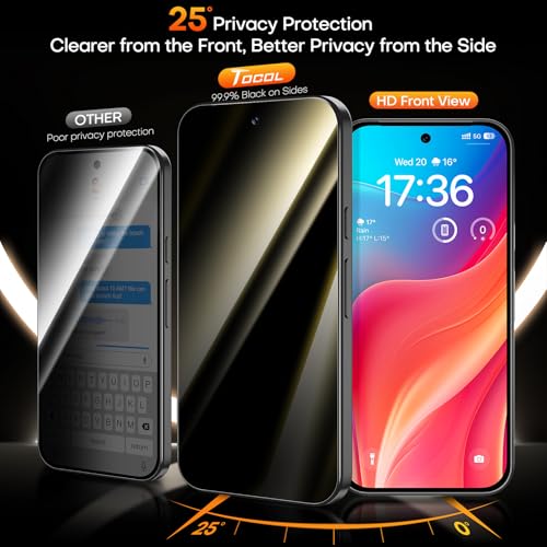 Image of TOCOL for Pixel 10 Pro XL Privacy Screen Protector 6.8 9H Hardness Military Grade Shatterproof HD Tempered Glass Easy Installation 2 Pack