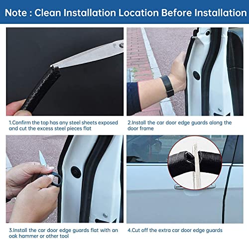 Image of BRANLE Car Door Edge Guards No Glue Universal Fit Rubber U Shape Car Door Edge Trim Molding Car Door Edge Protector Strips Automotive Trim Car Door Trim Protection - 1 Mtr * 4 Pcs(Black)