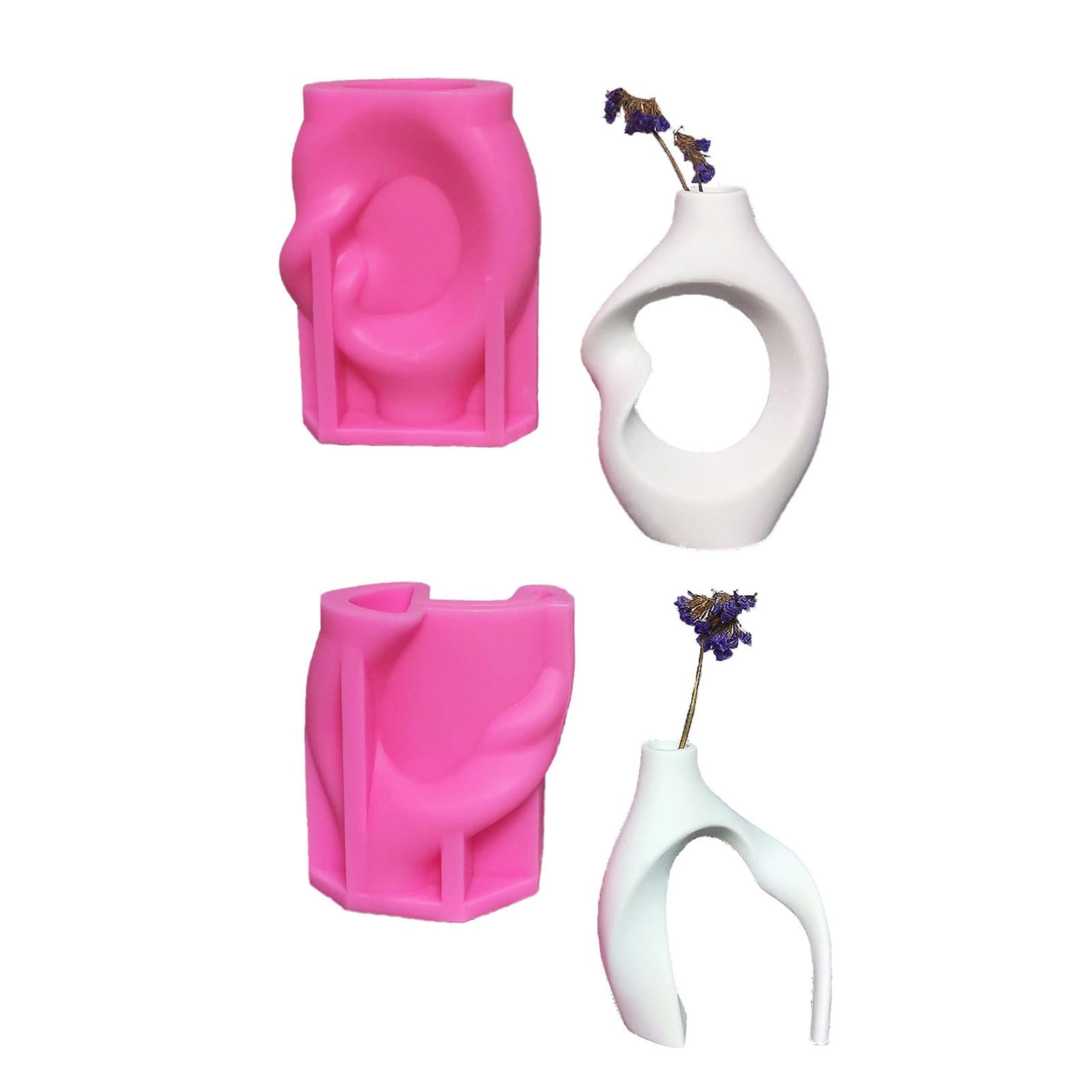 NEWFT 2 Pack Silicone Vase Mold Set Easy Demolding Craft Creative Crafting for Unique Abstract Vase Crafting