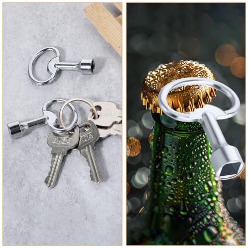 simarro 2 Stück Vierkantschlüssel Steckschlüssel Universal, Metall Dreieck Wasserhahn Schlüssel 8mm, Heizung Entlüftungsschlüssel für Heizkörper Mülltonne Aufzug Elektrokasten Gas Wasser Stromzähler