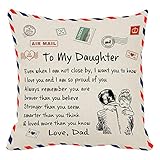 Personalized Pillow Covers for Daughter, Custom Envelope Decorative Square Throw Pillow Case for Daughter from Dad Bithday